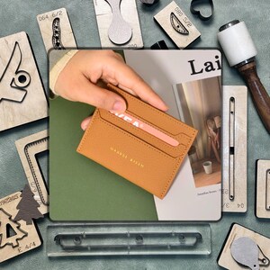 Régua de aço de precisão faça você mesmo - Matriz de corte de metal para porta-cartões de couro premium | Ferramenta de perfuração de couro personalizada | Presente de Dia das Mães