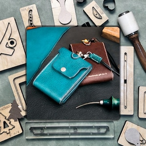 Découpe Cuir Grand Porte-Cartes - Matrices de Découpe Précises Personnalisées | Set de Lames en Acier pour Artisanat en Cuir