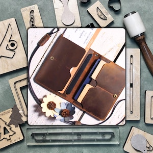 Matrices de découpe de précision pour portefeuille en cuir personnalisé, kit d'outils d'estampage en acier personnalisé fait à la main