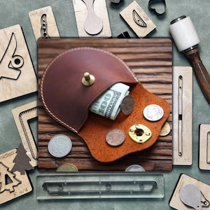 Portamonete personalizzato Coltello in acciaio per fustellatura in pelle/Strumento per punzonatura artigianale in pelle fatto a mano/Adatto per progetti artigianali fai da te e regali personalizzati