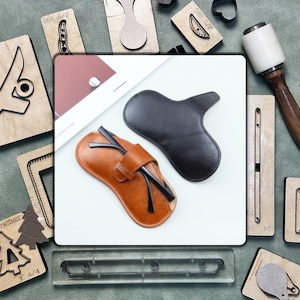 Handgemaakte brillenkoker leren stansen / precisiesnijden uniek ontwerp / op maat gemaakte leren snijmal / keuze van liefhebbers van leer craft