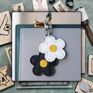 Troquel de corte para llavero con forma de flor/colgante de llavero, herramienta de corte de cuero de alta calidad/compatible con Sizzix/troquel de corte con regla de acero