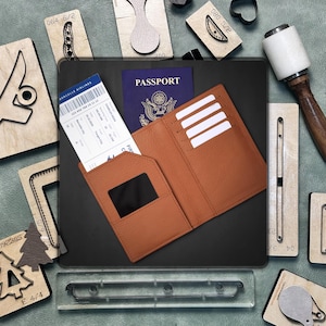 Porte-passeport Porte-cartes Matrices pour découper le cuir - Matrices d'estampage du métal en acier | Ensemble d'outils de précision pour les projets d'artisanat en cuir et en papier kraft