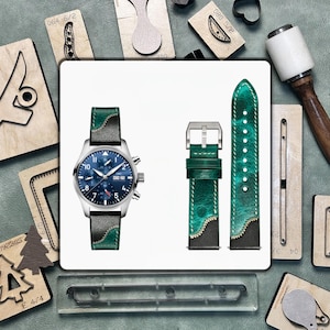 Matrice de découpe en métal pour bracelet de montre bicolore à faire soi-même - Ensemble de matrices de découpe pour cuir | Outil de perforation personnalisé pour travaux manuels en cuir | Cadeau personnalisé