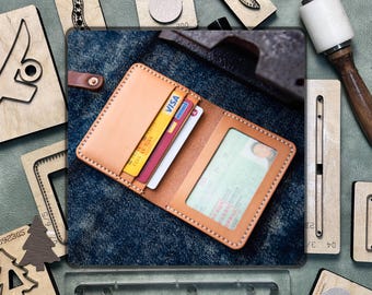 Custom Bi-Fold Card Holder Leather Die – DIY Precision Steel Ruler Cutting Die | Personalized Leather Craft Punch Tool | Father's Day Gift