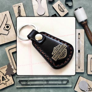 Molde de corte para chaveiro/Ferramentas de precisão para artesanato em couro Sizzix/Conjunto de punção de couro e metal com régua de aço/Adequado para entusiastas de artesanato em couro