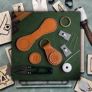 Sleutelhanger lederen snijmal - aangepaste perforatievorm voor doe-het-zelvers - handgemaakte messenstans voor sleutelhangers, stoffen en ambachtelijke accessoires