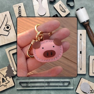 Piggy-sleutelhanger Precisie leer gestanst - Premium ponsgereedschap voor doe-het-zelfprojecten en met de hand naaien | Stalen liniaal metalen lederen ambachtelijke stansset