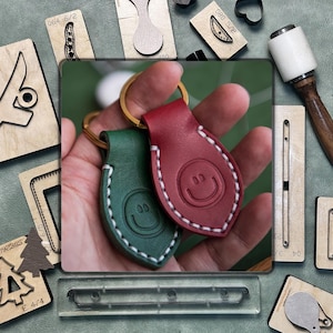 Troquel de corte de disco con forma de llavero, máquina de corte de herramienta de punzón de llavero, herramientas de artesanía de papel de cuero para fabricación de cuero