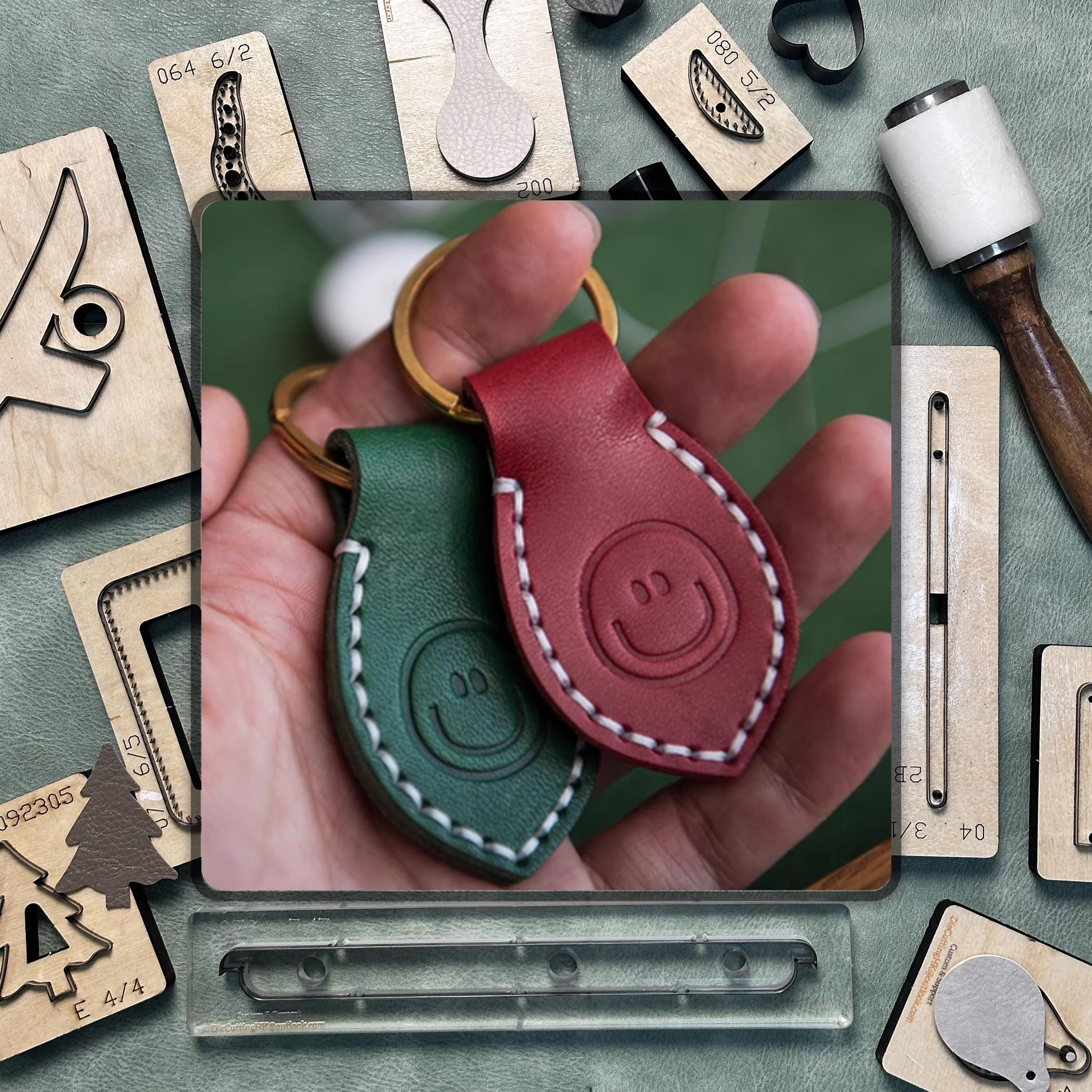 2 Fustelle In Metallo Per Pelle E Carta – Stampo Portachiavi Fai-da-te Con Base In Legno, Taglio Preciso Per Artigianato