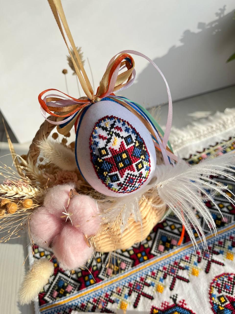 Hand Embroidered Ukrainian Rushnyk Towel and Pysanka Egg Set, Folk ...