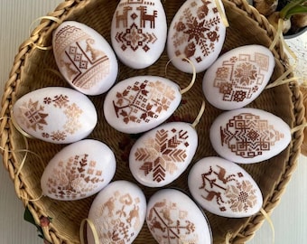 Embroidered Easter Eggs – Ukrainian Cross Stitch Ornament, Handmade Fabric Eggs, Rustic Spring Home Decor