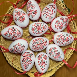 Ukrainian easter ornament, Hand-Embroidered Easter Eggs – Traditional Folk Art, Handmade Easter Decor, Unique Gift