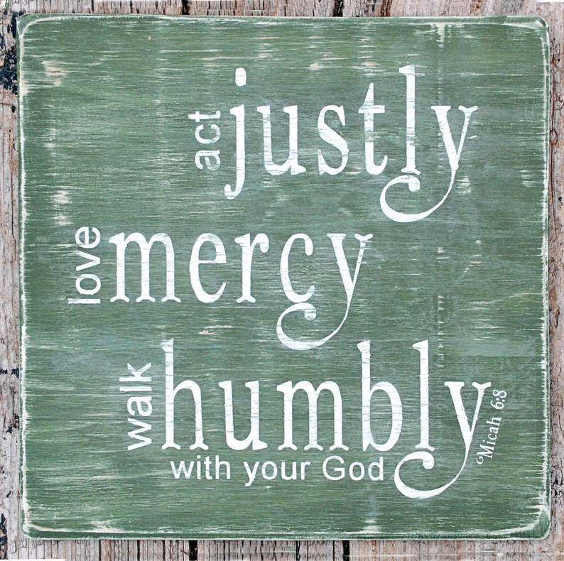 Act Justly, Love Mercy, Walk Humbly With Your God, Micah 6:8 Sign, Christian Decor, Scripture Art, Weathered Wood Wall Art image 4