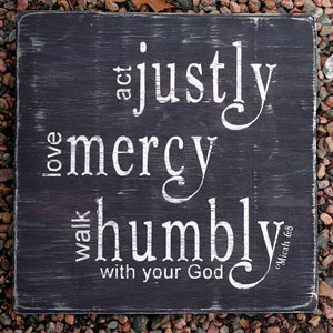 Act Justly, Love Mercy, Walk Humbly With Your God, Micah 6:8 Sign, Christian Decor, Scripture Art, Weathered Wood Wall Art image 2