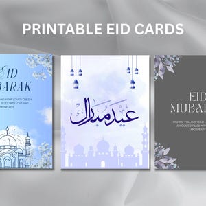 Cartões Eid Mubarak para impressão e edição, download digital de cartões islâmicos, presentes islâmicos, Eid Mubarak digital minimalista islâmico
