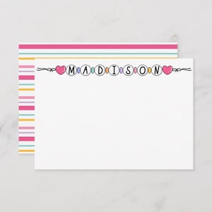 Kundenspezifische Designarbeit für personalisierte Karte / Briefpapier - Buntes Freundschaftsarmband - Lesen Sie die Beschreibung für Details