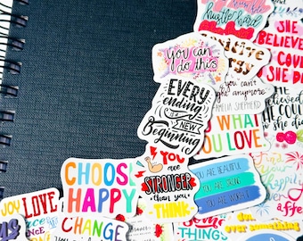 50 Pcs Positive Affirmation Stickers Set,  Inspirational Healing Quotes, Self Love, Waterproof Decals Journals, Phone Case, Laptops, Bottles