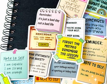 50pcs Positive Reminders Stickers, Affirmation stickers, Reminder Sticky Notes, Self Love Stickers, Retro Stickers, Phone Case, Planner