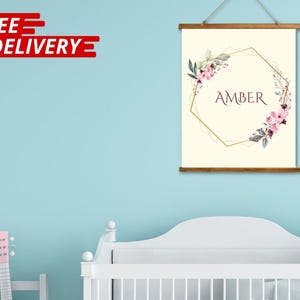 Custom Baby Name, Canvas Tapestry, Personalized Nursery Decor, Baby Girl Gift,  Nursery Name Sign, Baby Shower Gift for Mom