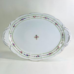Bandeja vintage con motivos florales de Limoges, 18 x 13,5 cm, ribete dorado, Basset Austria XL n.° 196