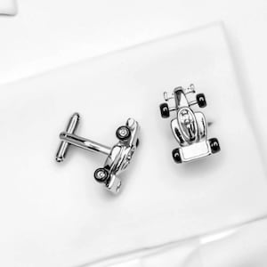 Retro Sports Car Cufflinks, Silver Racing Sports Car Metal Cuff Links, Car Lover Initials Suit Luxury Men’s Accessories, Gift for Best Man