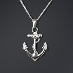 Silver Anchor Pendant Necklace: Stainless Steel Nautical Jewelry