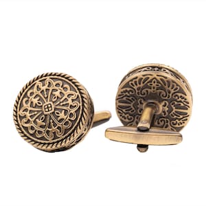 Vintage Grand Bronze Cufflinks, Unique Mens Initial Cuff links, Minimalist luxury Cufflinks, Wedding Groom Cufflinks, Groomsmen Dad Gifts.