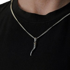 Naszyjnik ze srebra próby 925 z włoskiego rogu, złoty amulet z włoskiego rogu, naszyjnik z włoskiego cornicello i cornetto, biżuteria przynosząca szczęście
