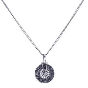 Colar com Pingente de Roda do Zodíaco – Pingente de Signo Astrológico do Zodíaco, Amuleto Astrológico de Prata de Lei 925 para Homens – Joia com Signo Astrológico do Horóscopo