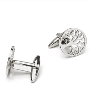 Silver Tree Groomsmen Cufflinks| Tree of Life Cuff links| Gold Round Tree Vintage Cufflinks| Life Tree Cuff Links| Men&#39;s Wedding Gift