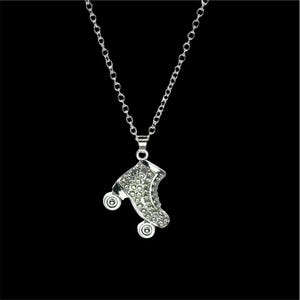 Rhinestone Roller Skate Necklace – Sparkly Silver-Tone Pendant on Chain | Retro 70s Roller Derby Skater Girl Gift for Her, Birthday Jewelry