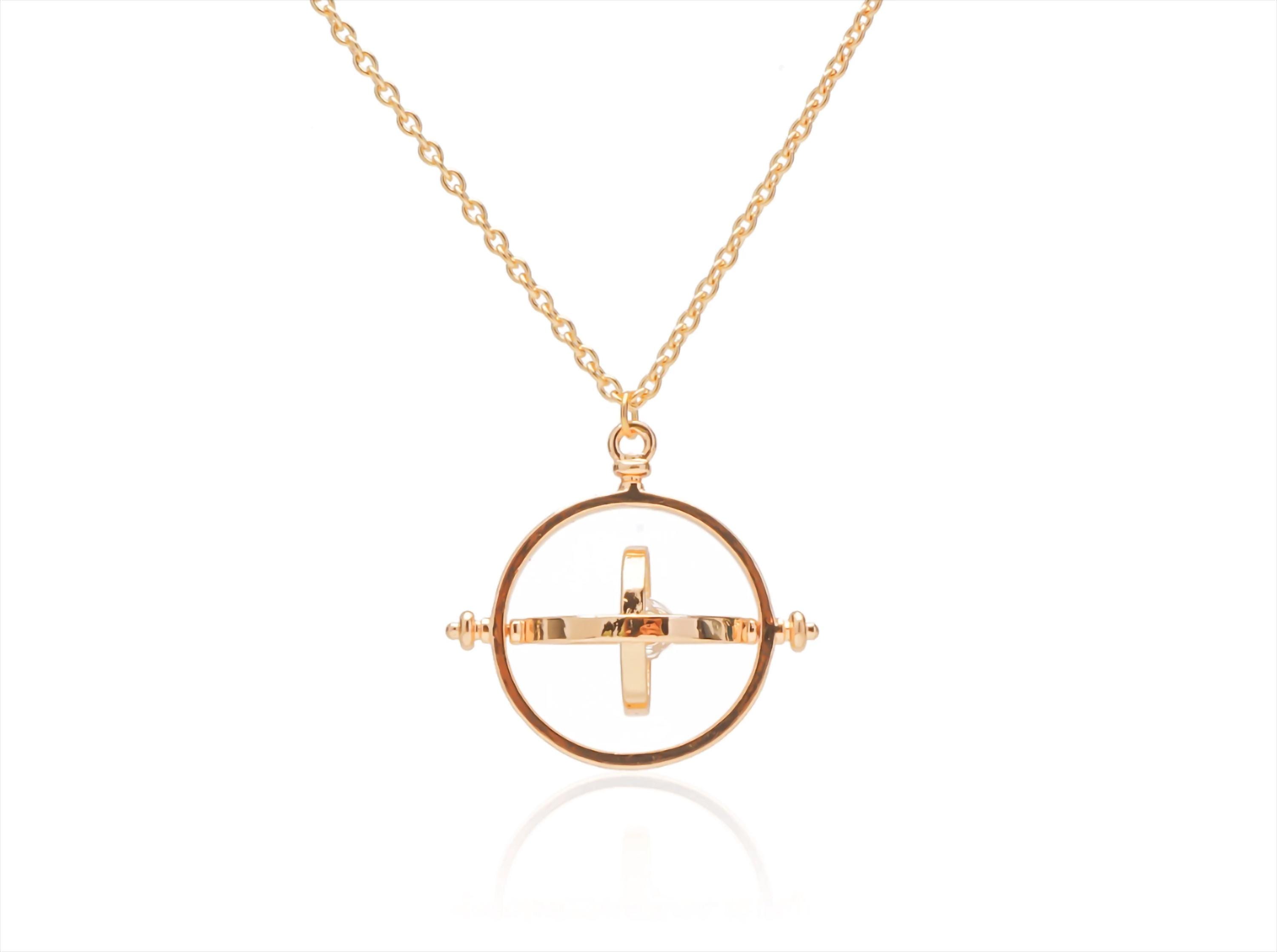 ゴールド砂時計ネックレス、回転式タイムターナーペンダント、レディースジュエリーギフト、スチームパンクアクセサリー