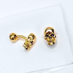 Retro Gold Sugar Skull Manschettenknöpfe, Schädel Vintage Herren Manschettenknöpfe, klassische Manschettenknöpfe, Hochzeit Bräutigam Luxus Manschettenknöpfe für Herren