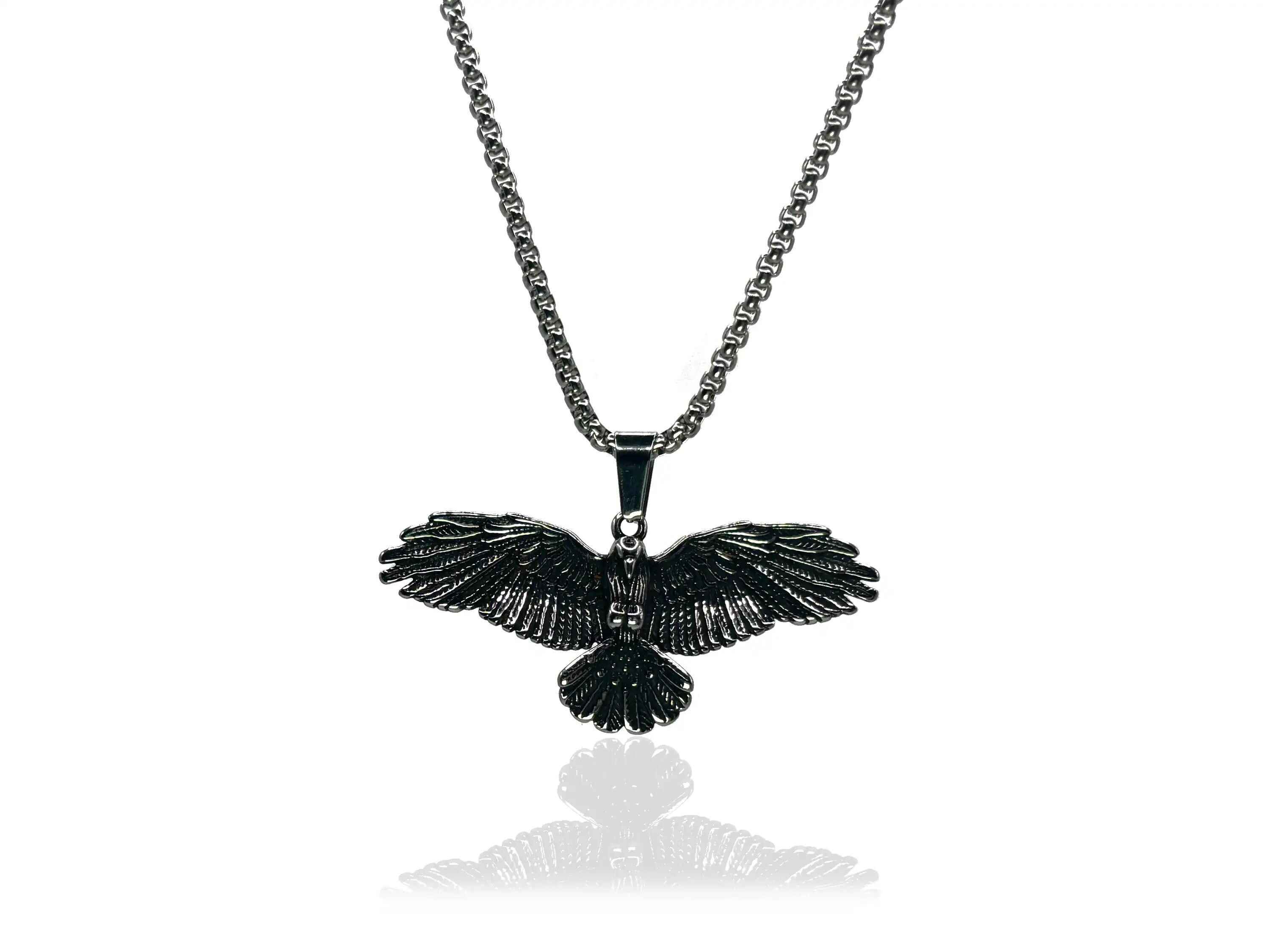 Collar Vikingo Con Colgante De Cuervo Y Nudo Celta - Acero Inoxidable Hipoalergénico
