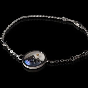 Mountain Chain Bracelet: Stainless Steel Landscape Medallion