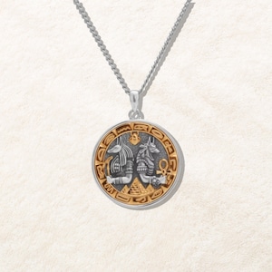 925 Sterling Silver anubis and horus gods coin necklace, ancient egyptian death god ankh cross pendant, pyramid egypt eye of anubis amulet