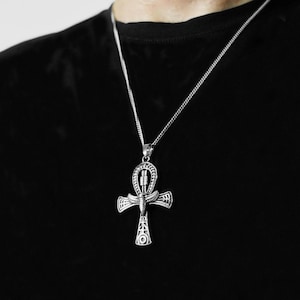 Silver Ankh Necklace: Stainless Steel Egyptian Cross Pendant