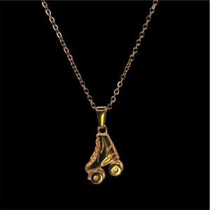 Gold Roller Skate Necklace: 70s Retro Skater Charm