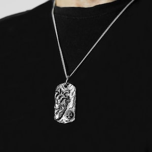 Gothic Skull & Anatomical Heart Necklace: Stainless Steel Dog Tag Pendant