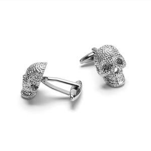 Sugar Skull Cufflinks: Vintage Stainless Steel Men&#39;s Wedding Jewelry