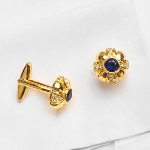 Boutons de manchette en cristal doré : style vintage, plaqué or 18 carats
