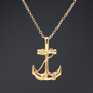 Gold Anchor Pendant Necklace: Vermeil Nautical Jewelry