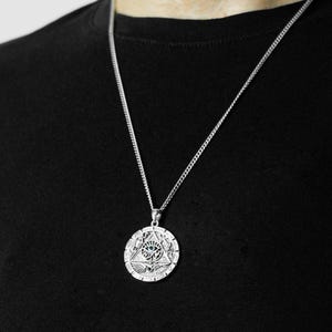 Sterling Silver Eye of Horus Necklace: Egyptian Ankh Pyramid Pendant