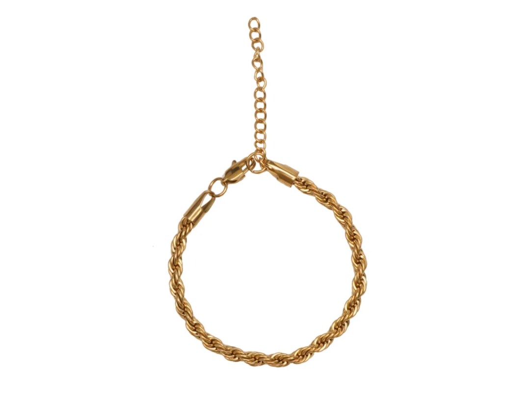 Twisted Rope Interlocking Link Chain Bracelet, Minimalist Thick Yellow ...