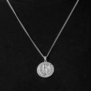 Sterling Silver Viking Crow Necklace: Raven Amulet Medallion