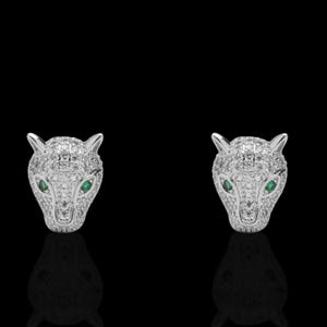 Wild leopard head stud earrings, pave rhinestones panther head shape stud earrings, big cat, wild animal, jaguar head, boho earrings