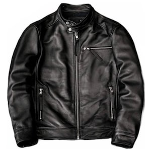 Blouson en cuir noir de qualité supérieure pour homme, style motard, veste de style club, tenue décontractée, cadeau pour lui