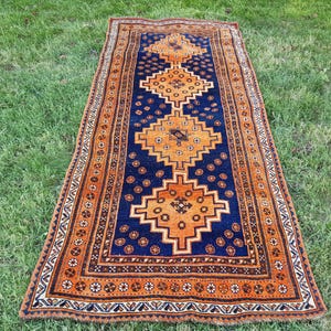 Sheep Wool Persian Rug , Runner Rug , Turkish Rug , 9.6 x 4.3 ft  Antique Rug , Oushak Rug , Retro Rug