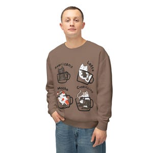 Cat Coffee Lover Crewneck Sweatshirt | Funny Unisex Gift